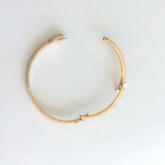 14K Real Yellow Gold Small CZ Bangle Bracelet - Picture 13 of 13